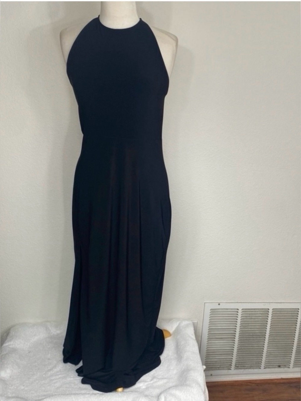 Missguided Womens Black High Halter Strappy Open Back Jersey Maxi Dress Size 12